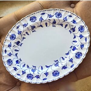 Spode Colonel Blue Oval Serving Platter 14" Gold Rim Discontinued Gorgeous!